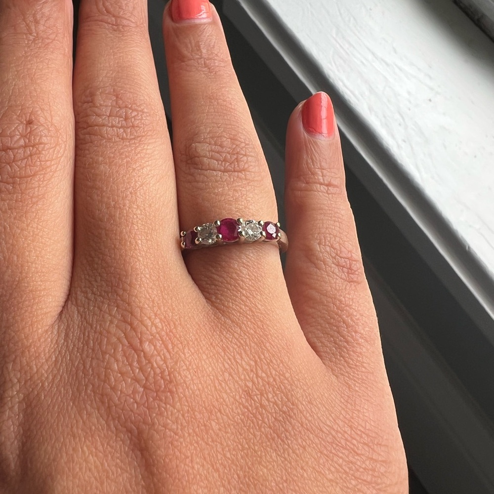 14k White Gold Ruby and Diamond Ring